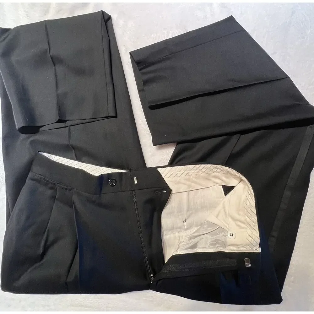 Ermenegildo Zegna Tuxedo 38R 30x30 Black Double Breasted Super 100